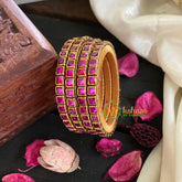 Kids Silk Thread Kundan Bangle-Hot Pink-G4926